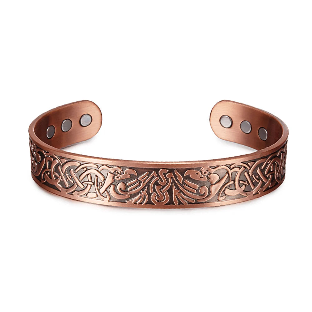 Vinterly Pure Copper Bracelet Yggdrasil Viking Adjustable Magnetic Bangles Arthr