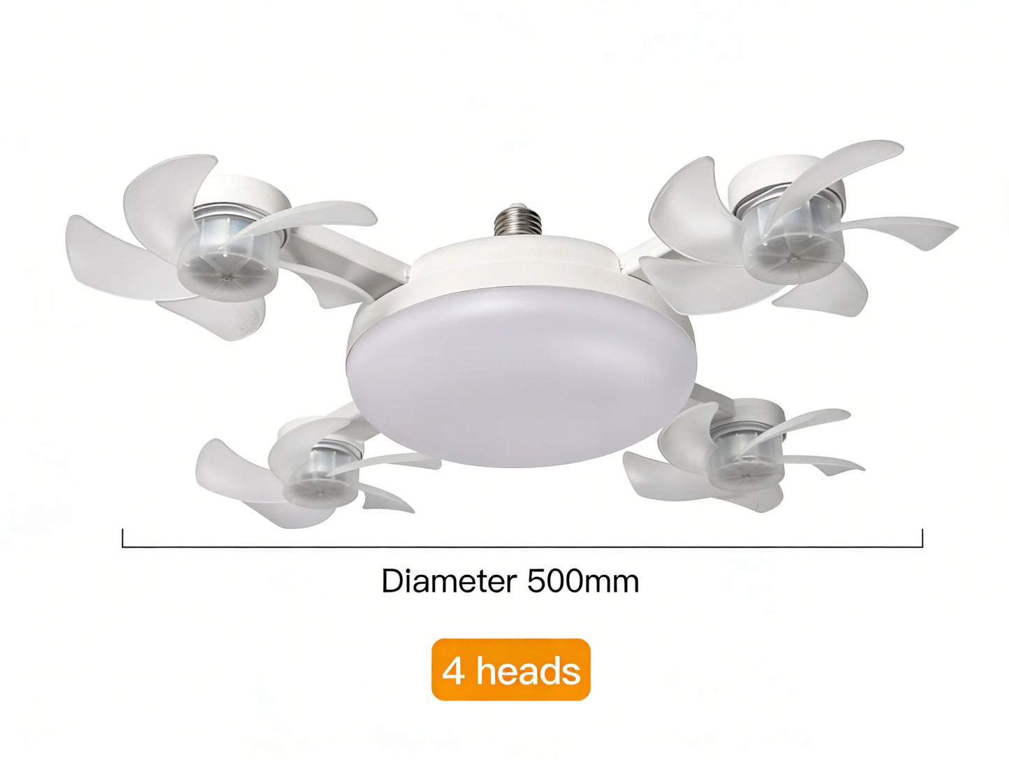 Ceiling Fan Light Drone E27 3/4 Head 2-in-1 Design Fan Lighting Bulb with Remote Control AC85-265V for Home Restaurant Bedroom