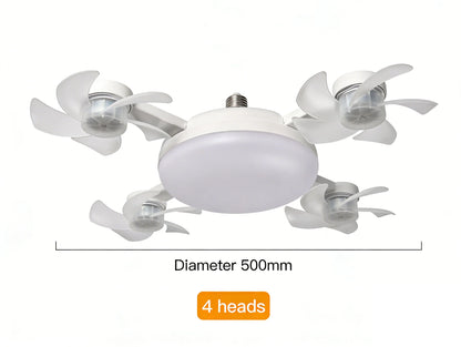 Ceiling Fan Light Drone E27 3/4 Head 2-in-1 Design Fan Lighting Bulb with Remote Control AC85-265V for Home Restaurant Bedroom