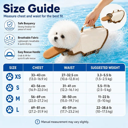 Dog Life Jacket with Rescue Handle, Pet Swimming Vest with Chin Float, Adjustable Breathable Safety Vest for Small Medium Dogs