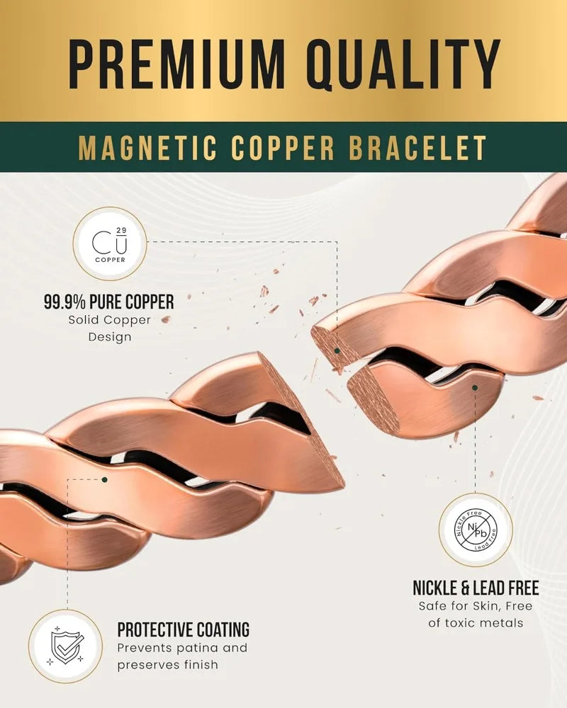 100% Pure Copper Magnetic Effective Pure Copper Bracelet for Men and Women Adjus