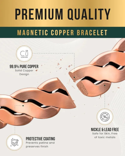 100% Pure Copper Magnetic Effective Pure Copper Bracelet for Men and Women Adjus