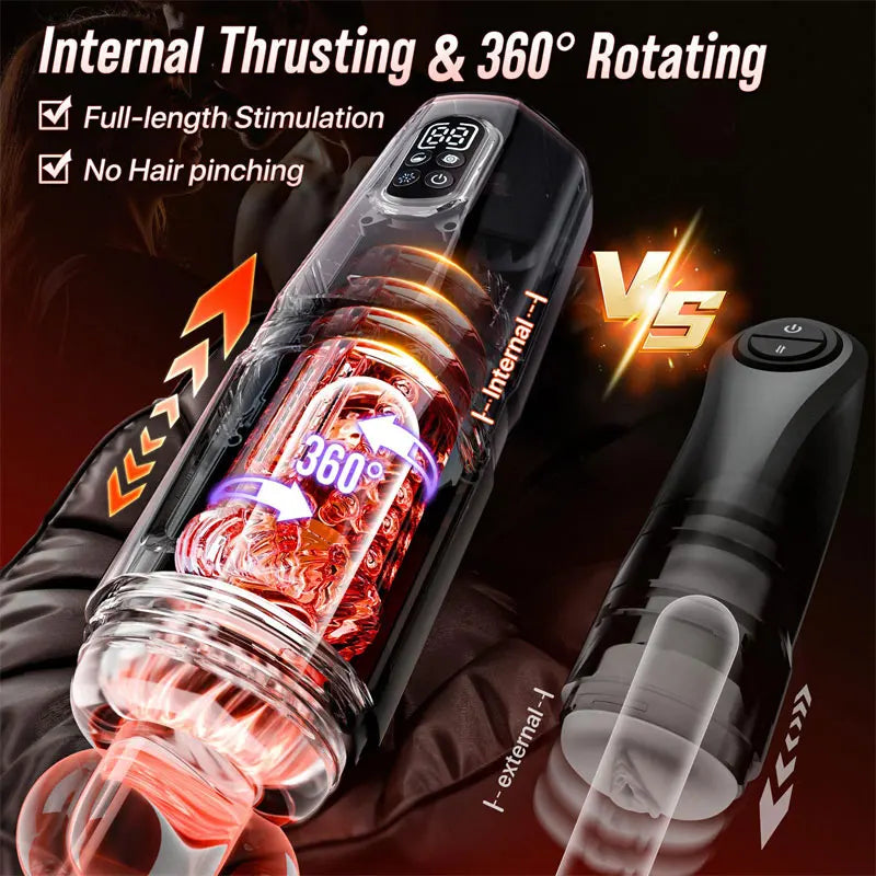 Automatic Rotating Vibrating Male Masturbator Penis Pump Thrusting Licking Sex Machine Stroker Pocket Pussy Sex Toys for Men 18+