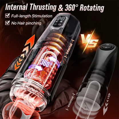 Automatic Rotating Vibrating Male Masturbator Penis Pump Thrusting Licking Sex Machine Stroker Pocket Pussy Sex Toys for Men 18+