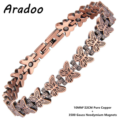 ARADOO Premium Copper Bracelets For Women with 3500 Gauss Neodymium Magnets Love