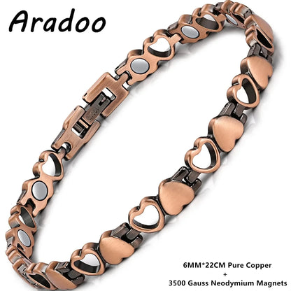 ARADOO Premium Copper Bracelets For Women with 3500 Gauss Neodymium Magnets Love