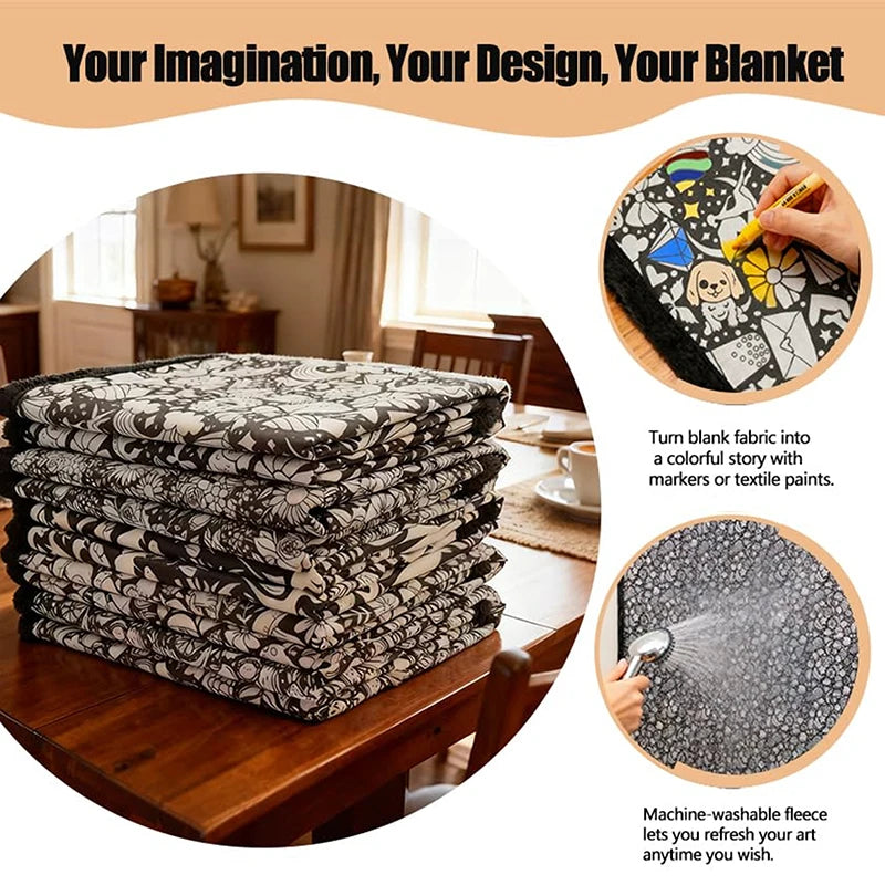 DIY Coloring Washable Fleece Throw Blanket, a Soft and Cozy Art Project Suitable for Both Kids and Adults