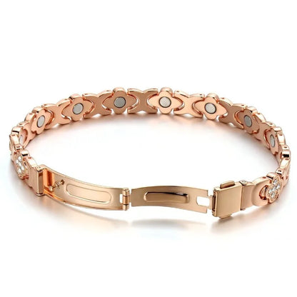 Y Women'S Pure Copper Magnetic Bracelet | 3500 Gauss Strong MagnetRose Leaf and