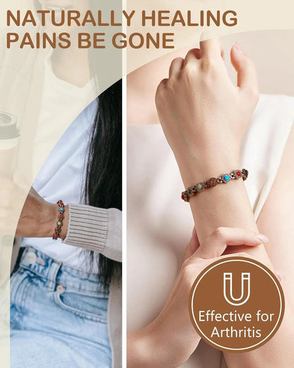 ARADOO Pure Copper Bracelets for Women with Turquoise Ultra Strength Magnetic Wr