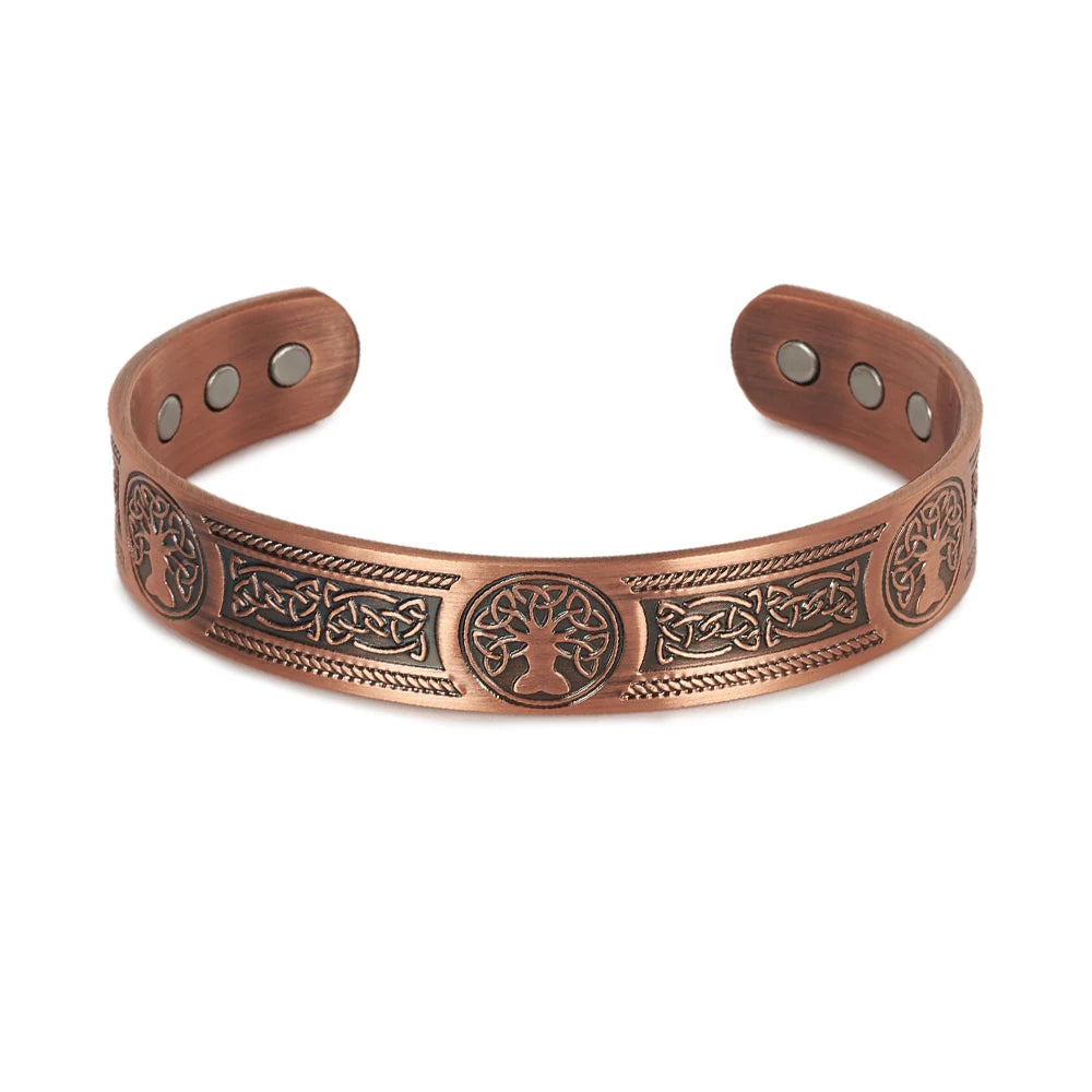 Vinterly Pure Copper Bracelet Yggdrasil Viking Adjustable Magnetic Bangles Arthr