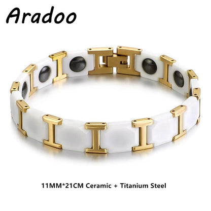 ARADOO Classic Dreamy Blue Ceramic Titanium Steel Bracelets Strap Buckle Design