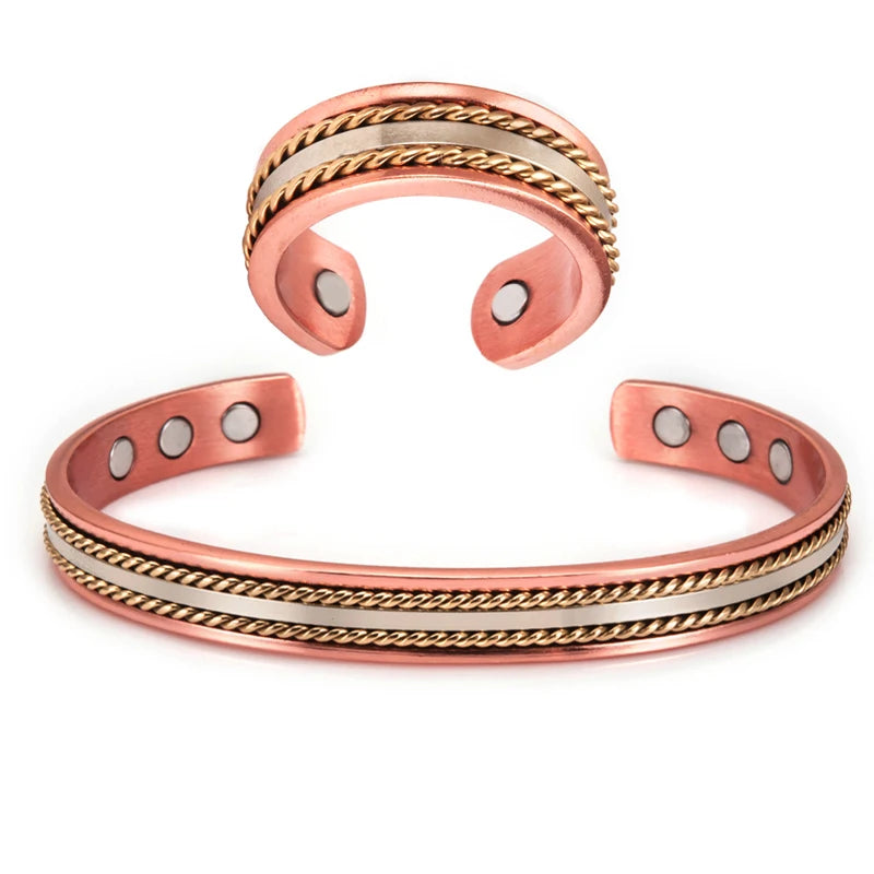 Woven Copper Magnetic Bracelet Ring Magnetic Copper Bracelets Adjustable Pure Co