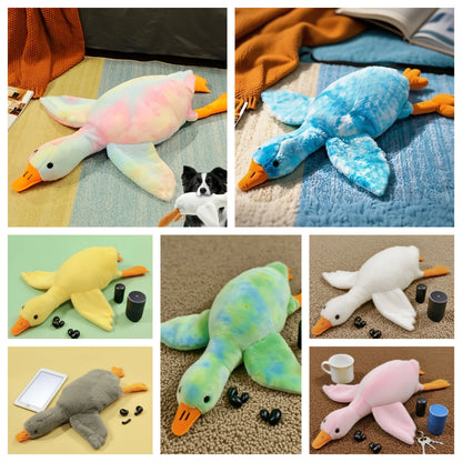 1pc 50cm Soft Duck: Colorful tie dye cat and dog plush toy, upgraded version (embroidered eyes+no zipper design), companion dog