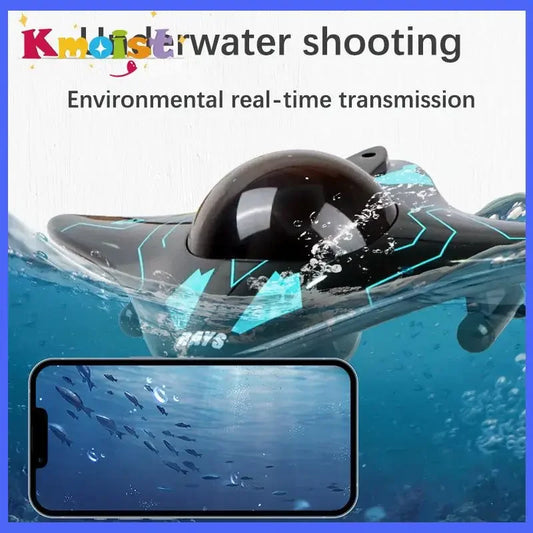Boat Submarine with Camera Underwater 6CH Remote Control Wifi FPV Remote Control Boats Radio Control Toys for Boyts Kid Gifts