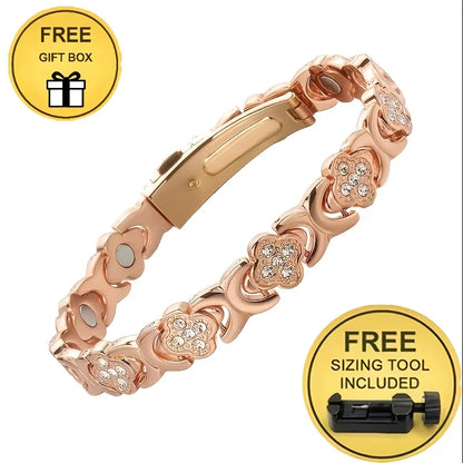 Y Women'S Pure Copper Magnetic Bracelet | 3500 Gauss Strong MagnetRose Leaf and