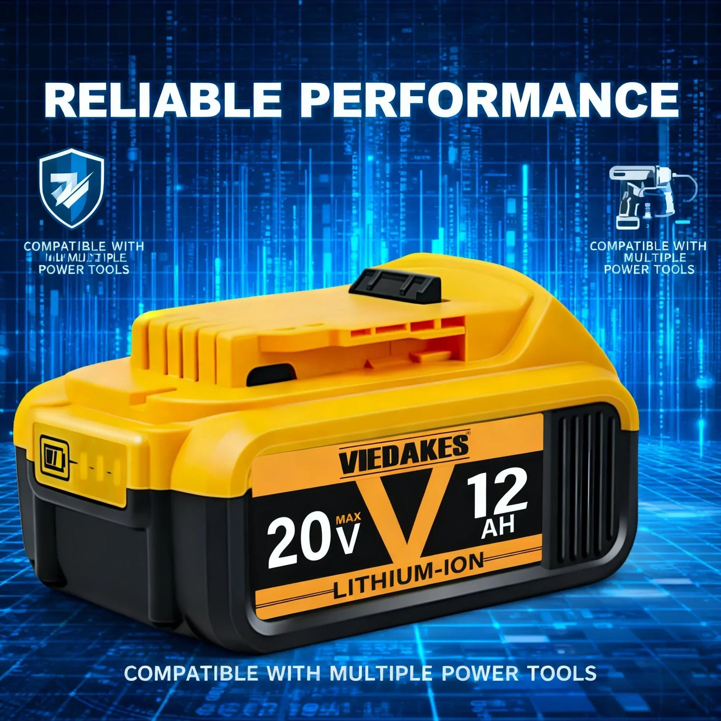 DeWalt 20V Replacement Battery – 8Ah, 10Ah & 12Ah Li-Ion | Compatible with DCB200, DCB205, DCD & DCF Series