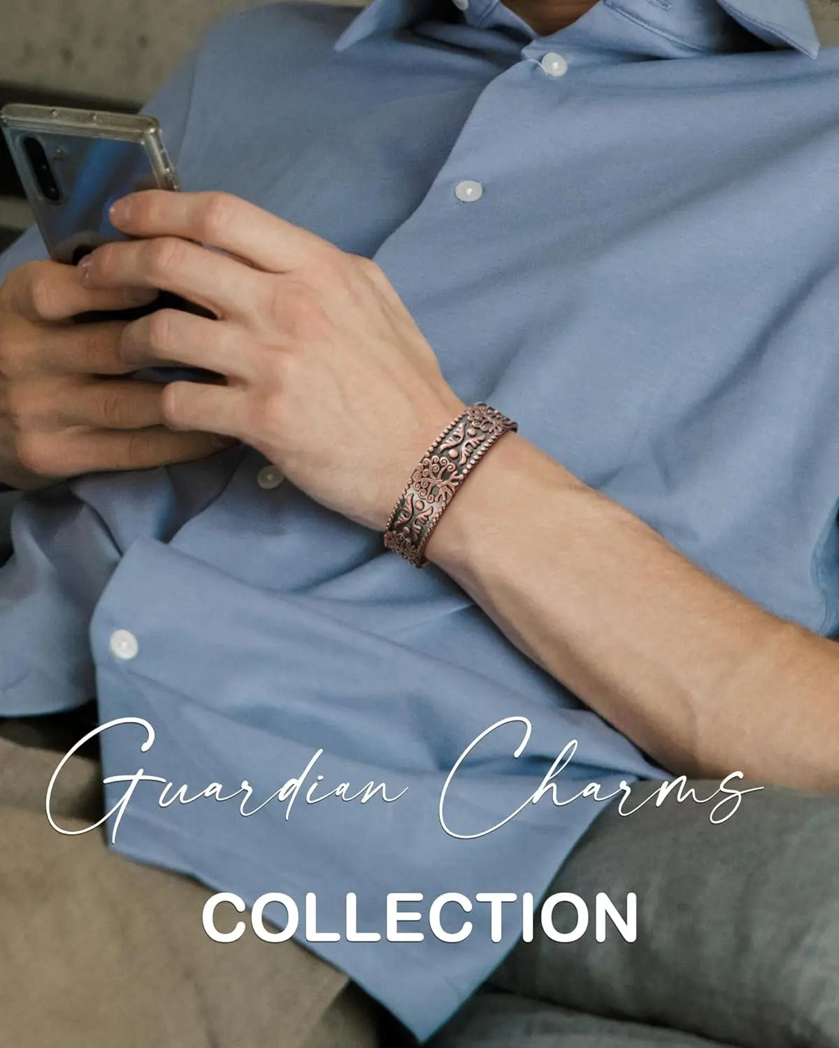 ARADOO Pure Copper Bracelet for Men Women Sophisticated Pattern Design Cuff Bang