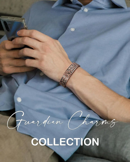 ARADOO Pure Copper Bracelet for Men Women Sophisticated Pattern Design Cuff Bang