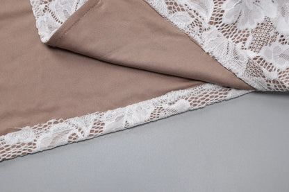 Tossy Spring Lace Printed Maxi Dress For Women Backless Fashion Patchwork High Waist Spaghetti Slim Dress Female Halter Dresses