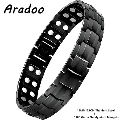 ARADOO Premium Copper Bracelet for Men with Strength 5000 Gauss Magnets Titanium