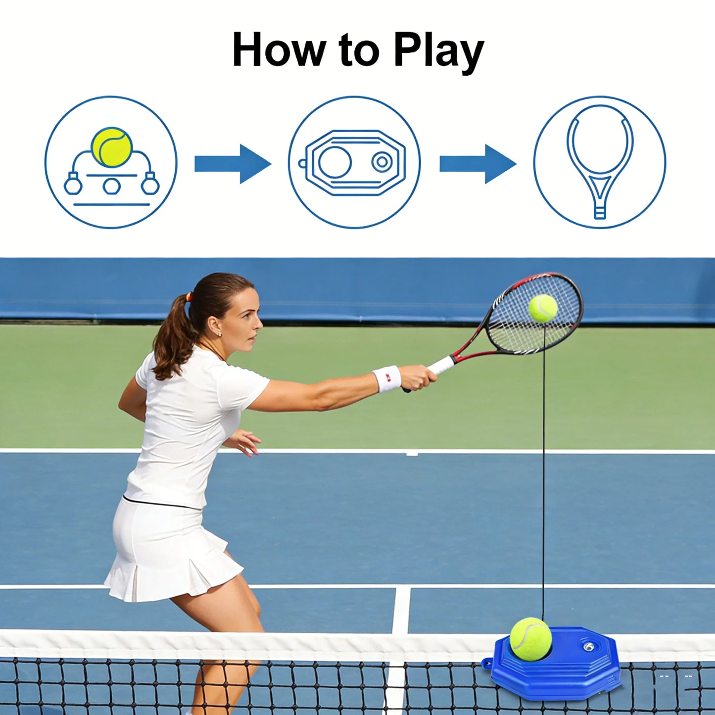 Solo Tennis Trainer Rebound Ball Self Practice Training Tool With Rope Tennis Equipment For Beginner Adult Training Set