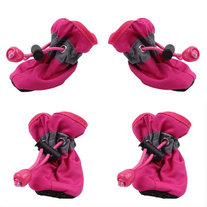 4pcs/set Waterproof Winter Pet Dog Shoes Anti-slip Rain Snow Boots Footwear Thick Warm For Small Cats Puppy Dogs Socks Booties