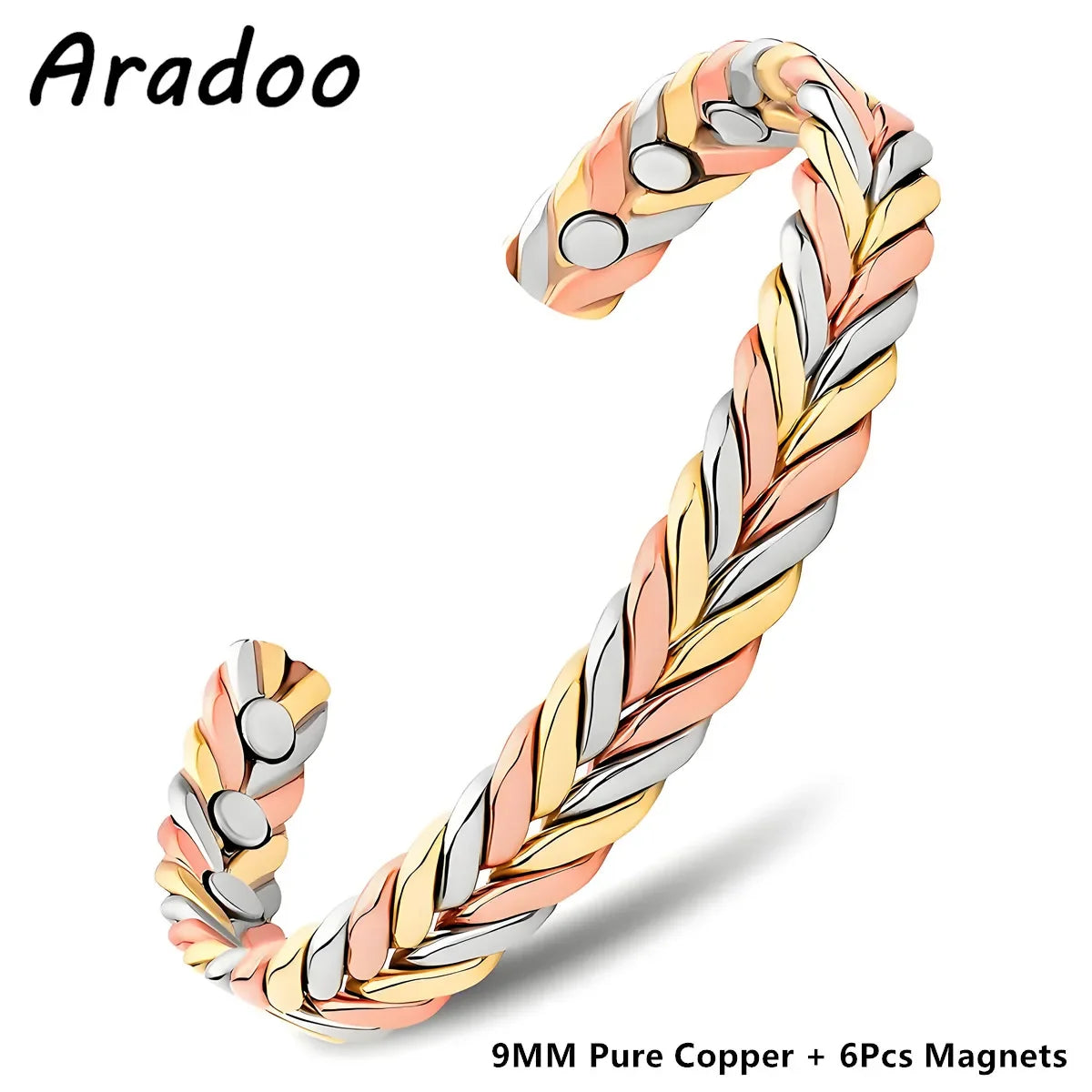 ARADOO Pure Copper Bracelets for Women 3500 Gauss Magnetic Therapy Braided Cuff
