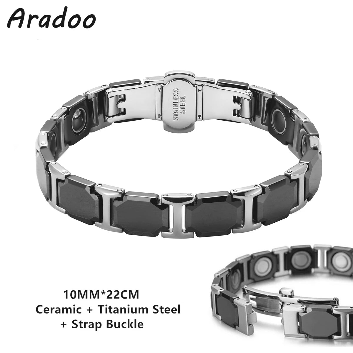 ARADOO Classic Dreamy Blue Ceramic Titanium Steel Bracelets Strap Buckle Design