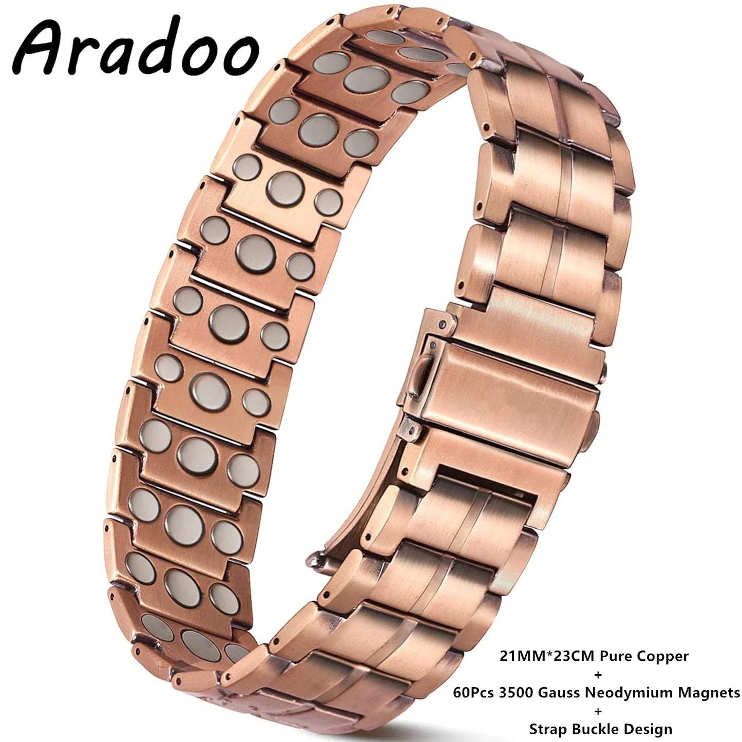 ARADOO 3500 Gauss Neodymium Magnetic Titanium Steel Bracelet for Men with Deploy