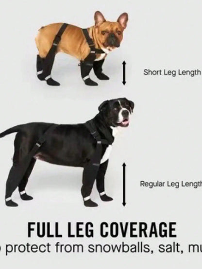 Black Waterproof Dog Boots with Adjustable Straps for Outdoor Walking