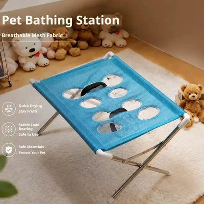 Portable Pet Grooming Bath Hammock Stand Adjustable Dog Cat Washing Restraint Mesh Support Rack Foldable Pet Bathing Helper