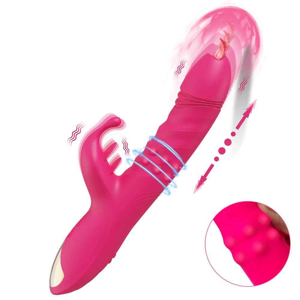 Thrusting Rabbit Vibrator for Women Go and Come G-Spot Dildo Vibrator Clitoris Stimulator Female Masturbation Sex Toy for Women