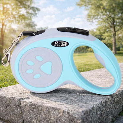 1Pc Blue Retractable Dog Leash with 360° Tangle-Free Design, 16 ft Durable Nylon Tape, One-Handed Brake, Pause & Lock