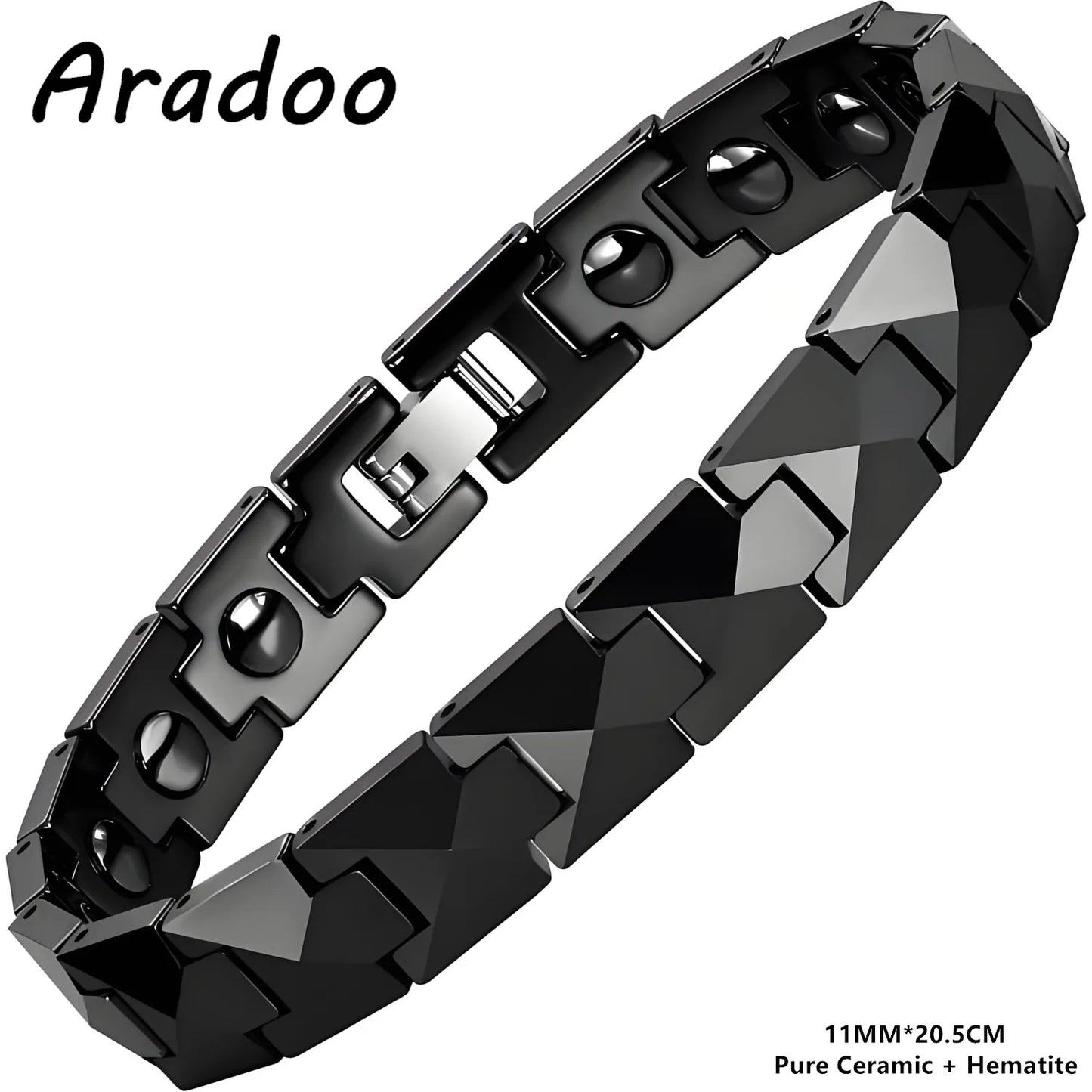ARADOO Premium Ceramic Titanium Steel Bracelet for Men Women with Hematite Magne