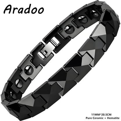 ARADOO Premium Ceramic Titanium Steel Bracelet for Men Women with Hematite Magne
