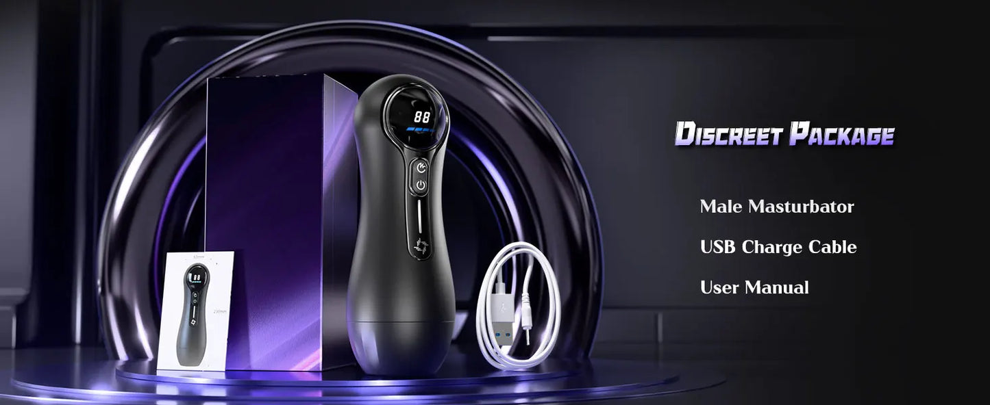 Male Masturbator Penis Pump Adult Sex Toys for 18 Men with 4 Sucking 9 Vibration Modes LED Display Pocket Pussy Realistic Vagina