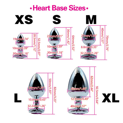 Metal Anal Plug Heart Crystal Beginner To Expert 5 Size Butt Plug Adult Toy Tail Female/Male Dildos Sex Toys Couples Adults Game