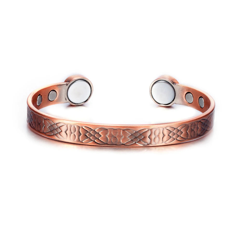 Vinterly Pure Copper Bracelets Adjustable Vintage Knot Magnetic Bangles 8mm Wide