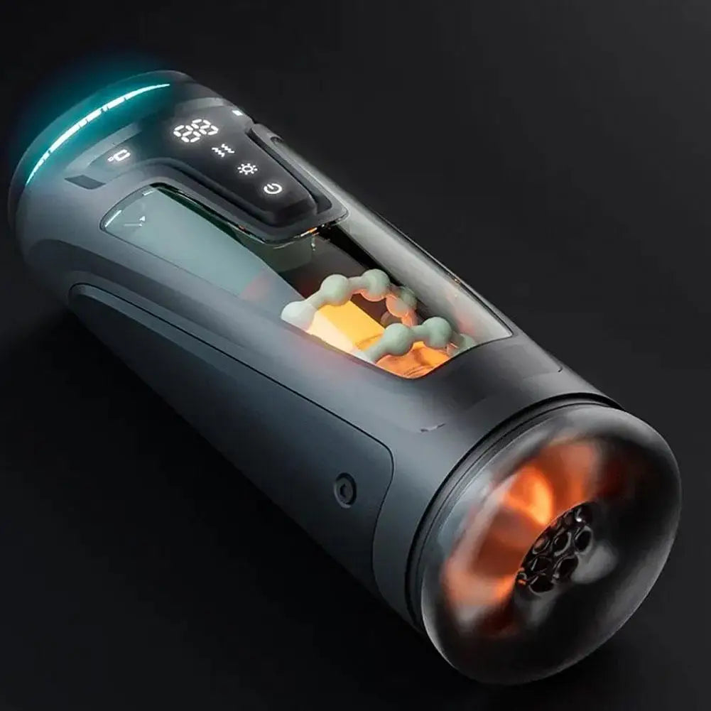 Telescopic Heating Male Intimate Massager, Digital Display Vibration Transparent Smart Training Adult Wellness Gadget