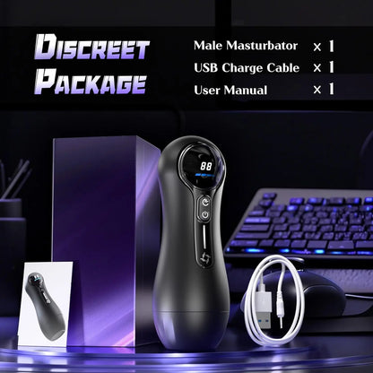 Male Masturbator Penis Pump Adult Sex Toys for 18 Men with 4 Sucking 9 Vibration Modes LED Display Pocket Pussy Realistic Vagina