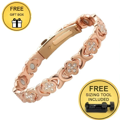 Y Women'S Pure Copper Magnetic Bracelet | 3500 Gauss Strong MagnetRose Leaf and