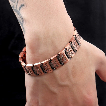 ARADOO Copper Bracelet for Men 100% Pure Copper Magnetic Link Bracelets Jewelry