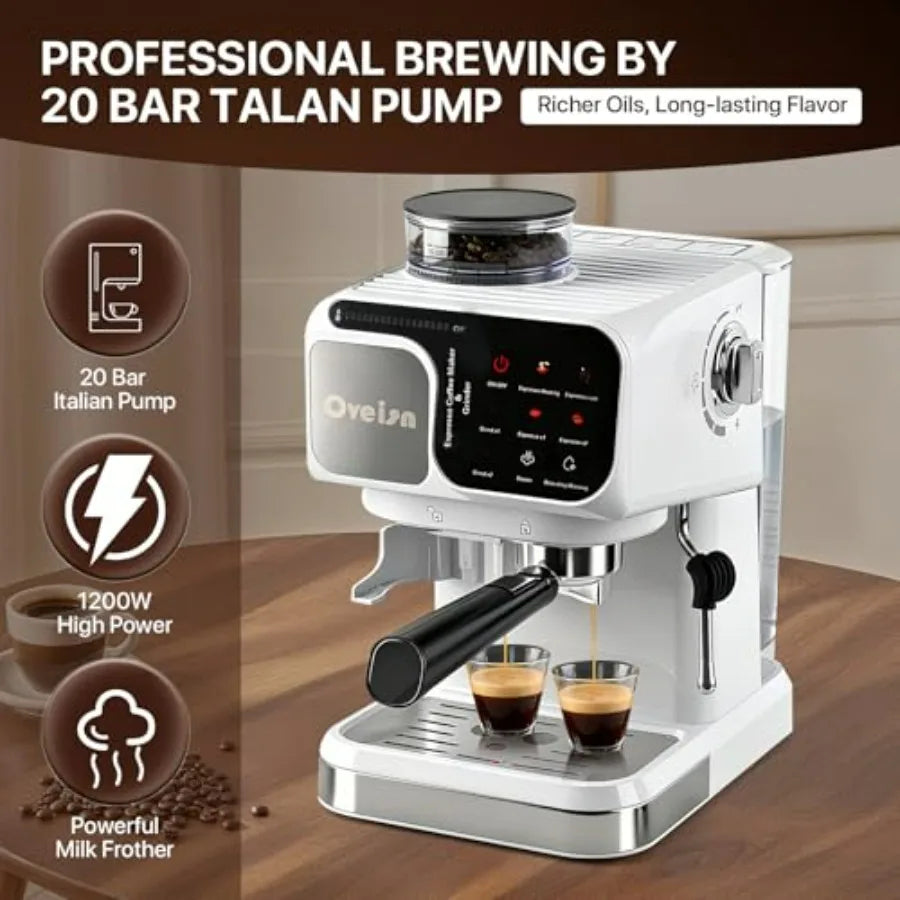 Espresso Machine White Fast Heating for Cappuccino Latte Coffee Maker for Home Office