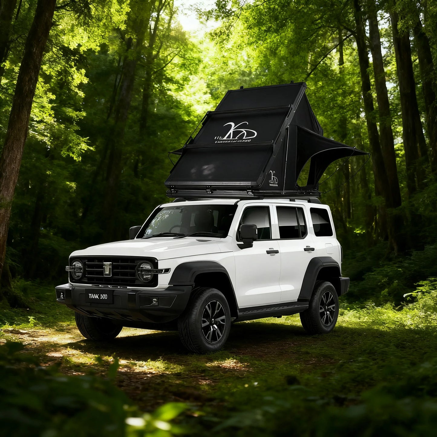 YOUNGHUNTER SUV Roof Top Tent Triangle Aluminum Hard Shell with Rainfly for Camping Upgraded