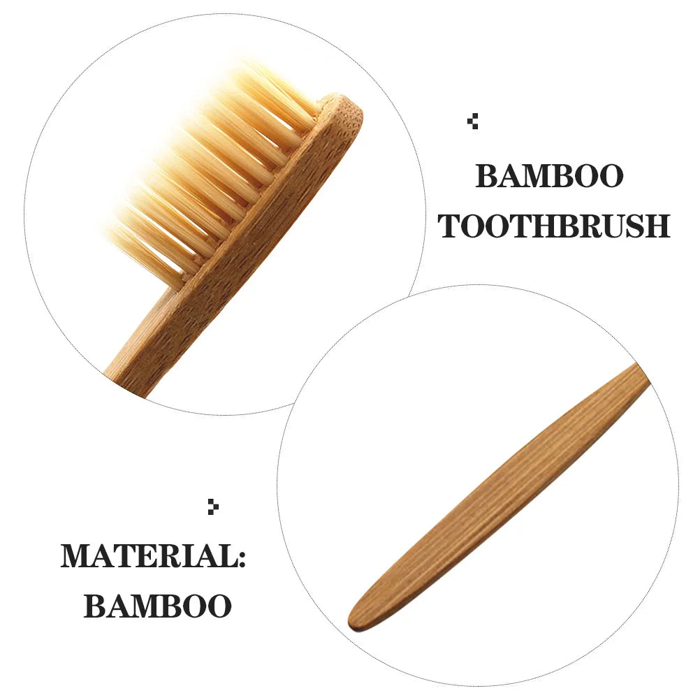 8pcs Bamboo Toothbrush Wooden Eco-Friendly Bristle Tooth Brushes For Sensitive G