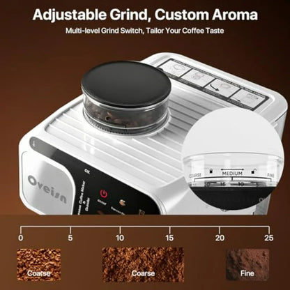 Espresso Machine White Fast Heating for Cappuccino Latte Coffee Maker for Home Office