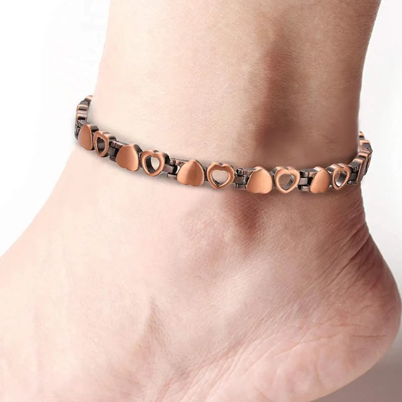 Womens Magnetic Therapy Anklets 99.9% Pure Solid Copper 3500 Gauss Magnets Ankle