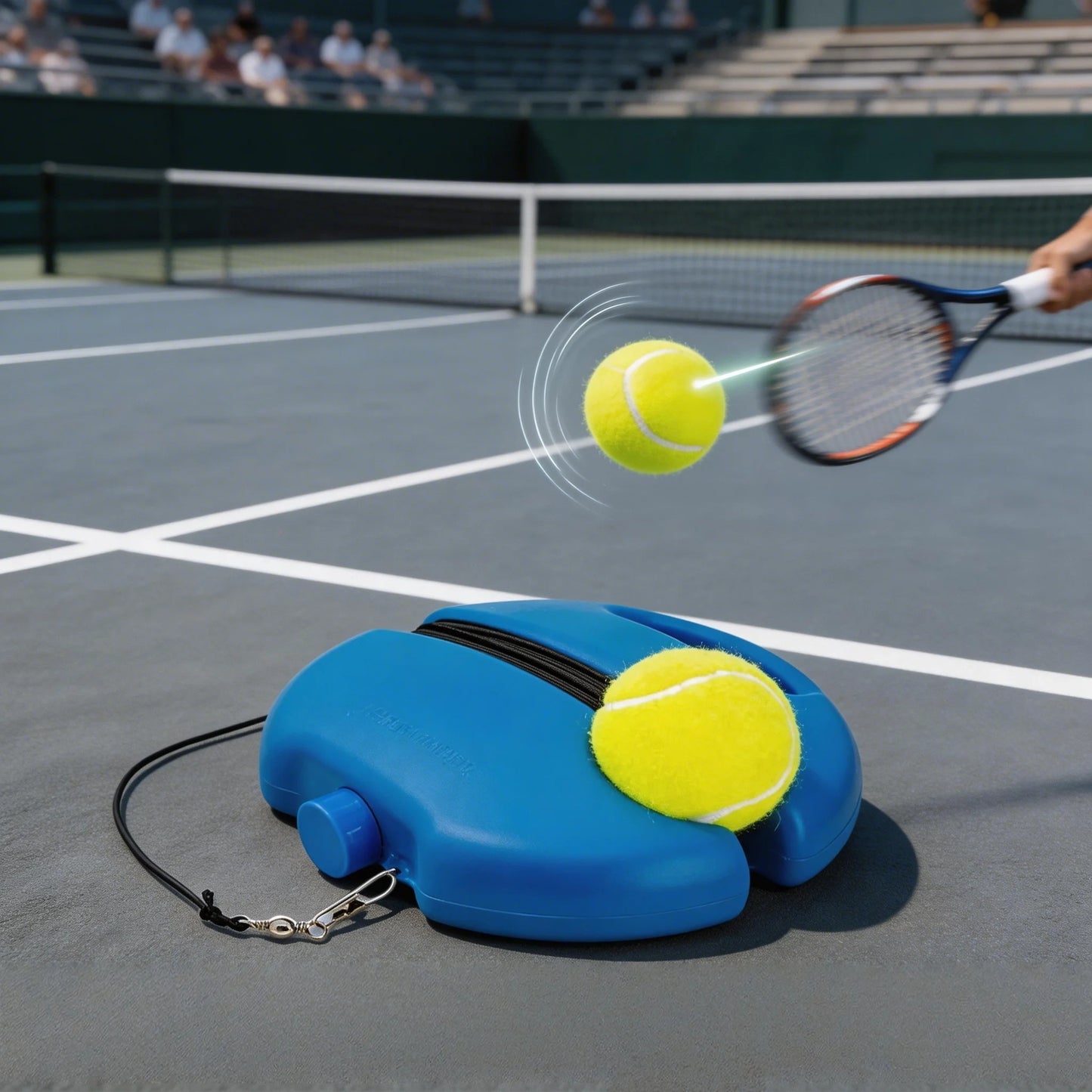 Portable Solo Tennis Trainer - With Bounce Ball & Practice Rope, Easy Setup for Backyard, Court or Gym, Improve Skills Anywhere