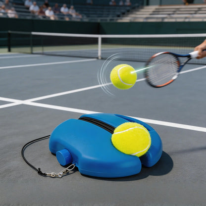 Portable Solo Tennis Trainer - With Bounce Ball & Practice Rope, Easy Setup for Backyard, Court or Gym, Improve Skills Anywhere