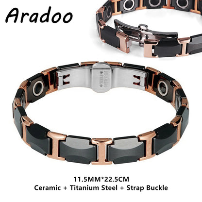 ARADOO Classic Dreamy Blue Ceramic Titanium Steel Bracelets Strap Buckle Design